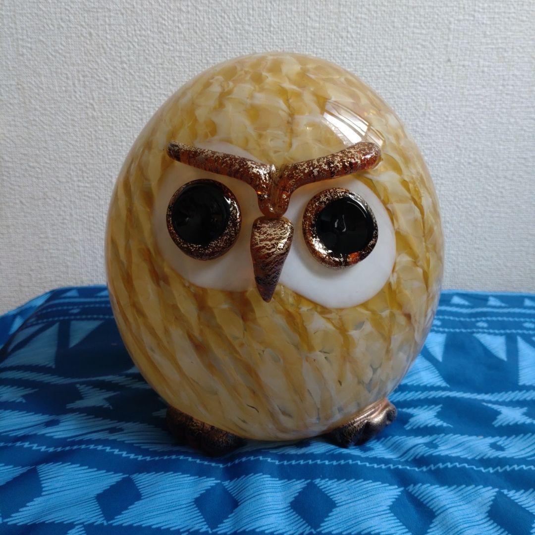 ㊵ ふくろう 置物 ガラス