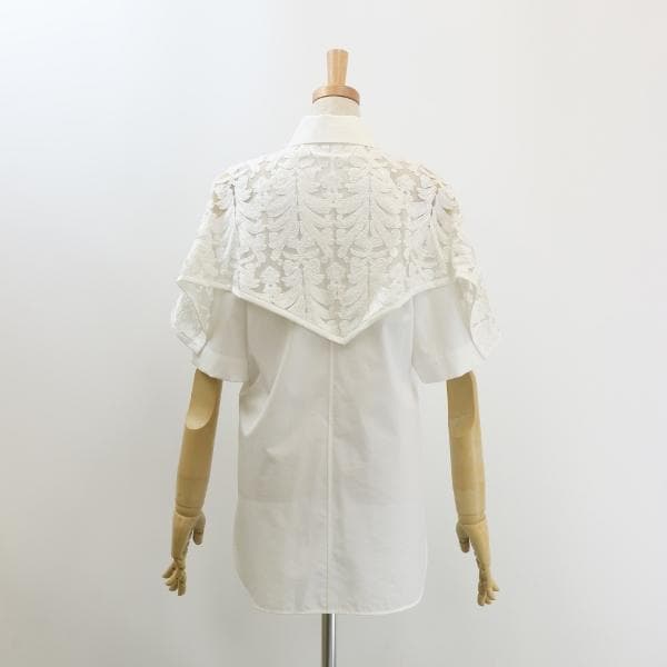 B6157■美品■CINOH ハーフスリーブケープ ブラウス シャツ 36