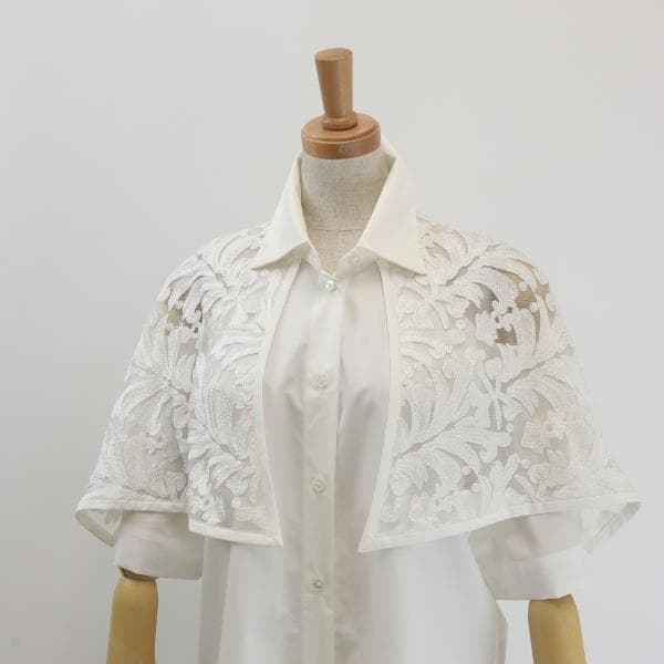 B6157■美品■CINOH ハーフスリーブケープ ブラウス シャツ 36