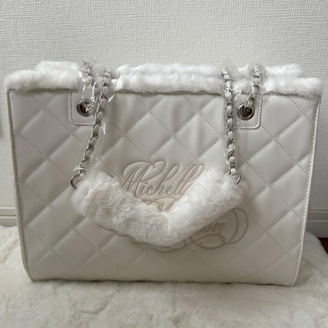 ミシェルマカロン キルティング刺繍トートバッグ ホワイト ノベルティ
