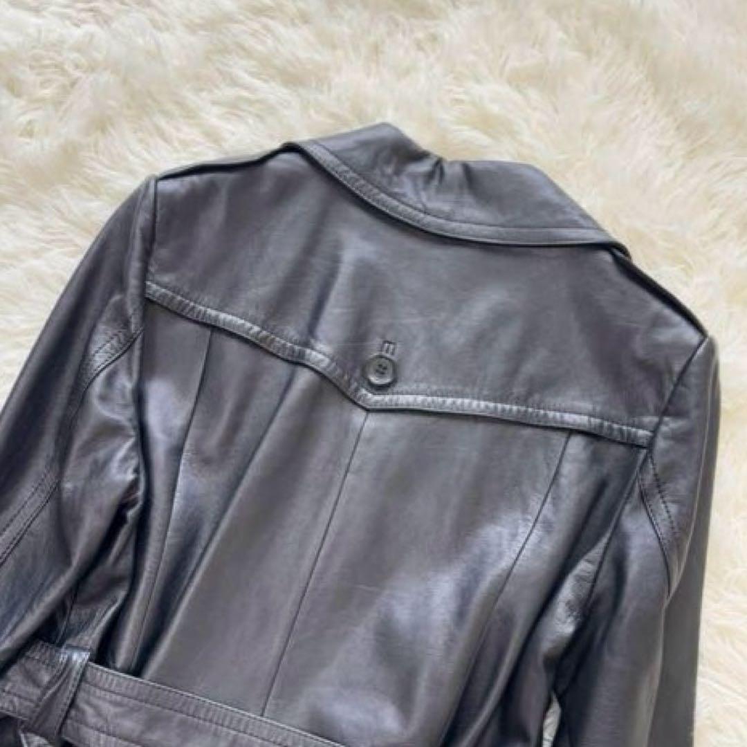 23区✨大きいサイズ　ラムレザーロングトレンチコート　ベルト　3XL