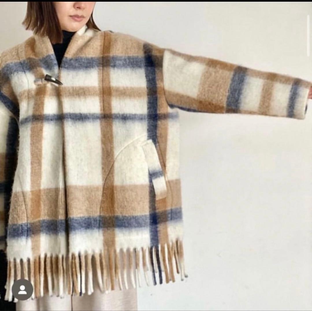 値下げ【美品】plantation ビッグチェックフリンジ　コート
