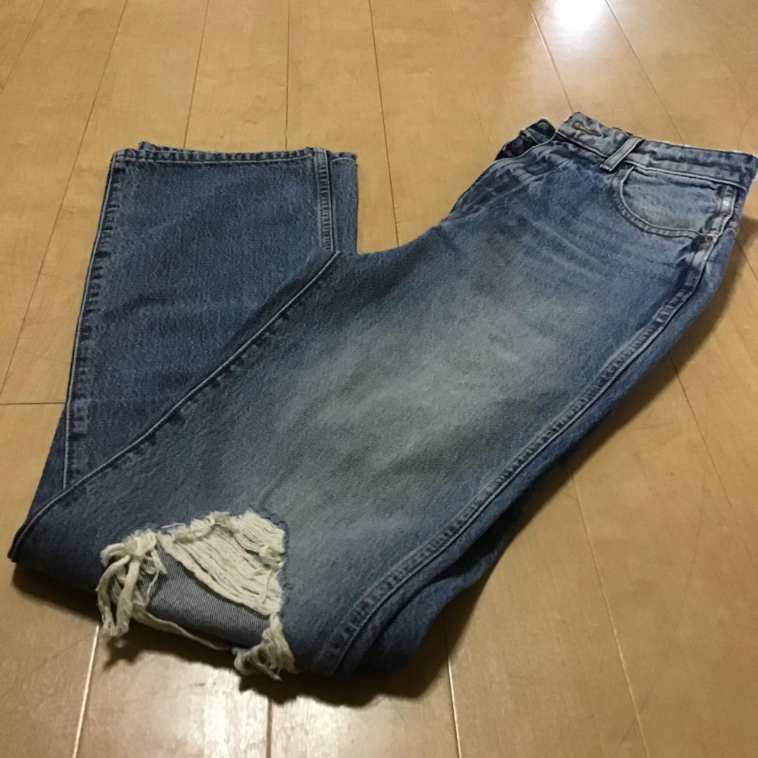 KHAITEブルーダメージデニムパンツ