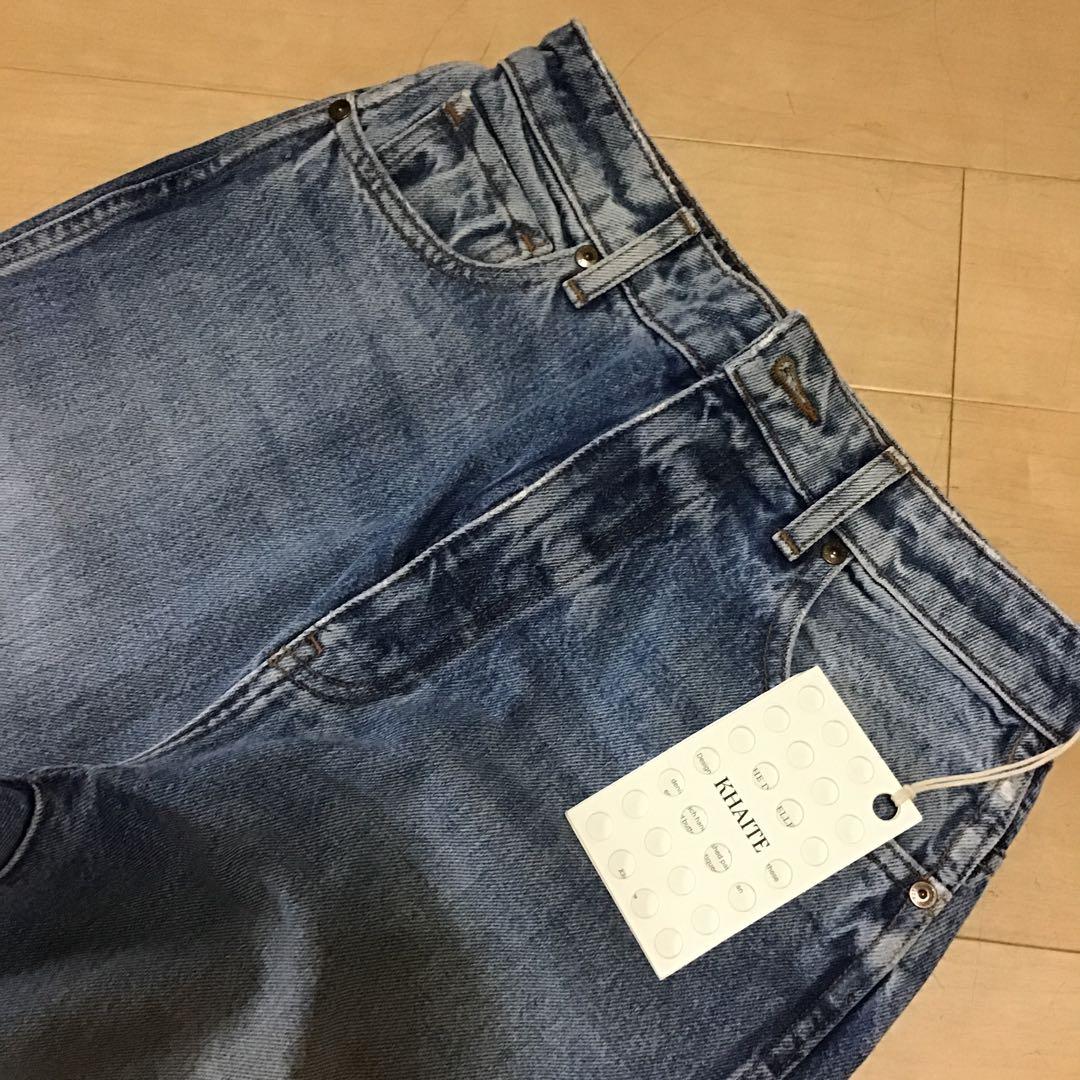 KHAITEブルーダメージデニムパンツ