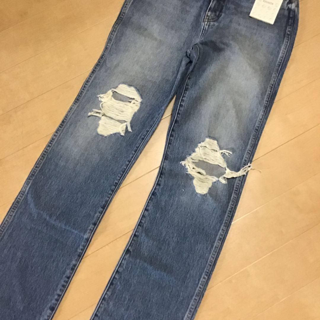 KHAITEブルーダメージデニムパンツ