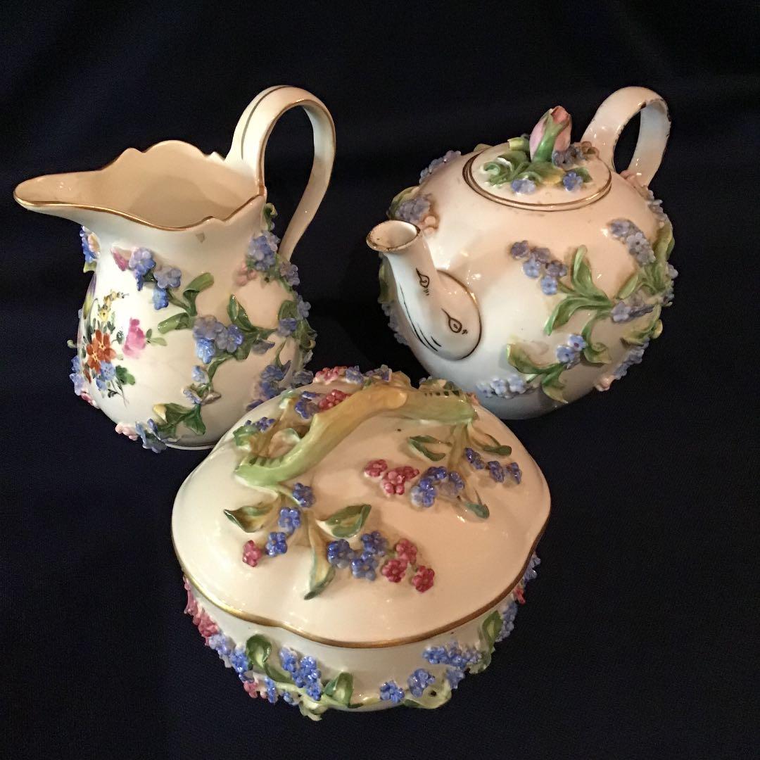 ドレスデン　テーブルウェア　アンティーク　骨董品　本物　ティーポット　西洋