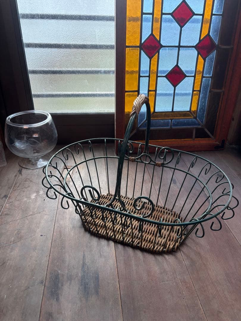ヴィンテージ ワイヤーカゴ ガーデニング 寄せ植え 古道具 バスケット