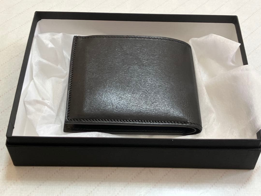 万双 双鞣和地 小銭入れ付き二つ折り財布 ブラック