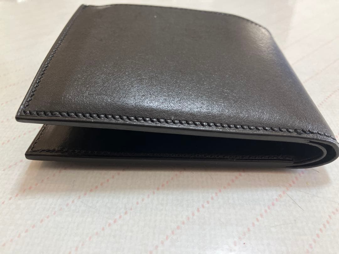 万双 双鞣和地 小銭入れ付き二つ折り財布 ブラック