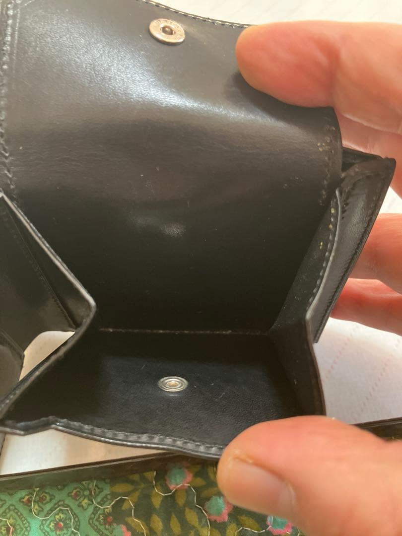 万双 双鞣和地 小銭入れ付き二つ折り財布 ブラック