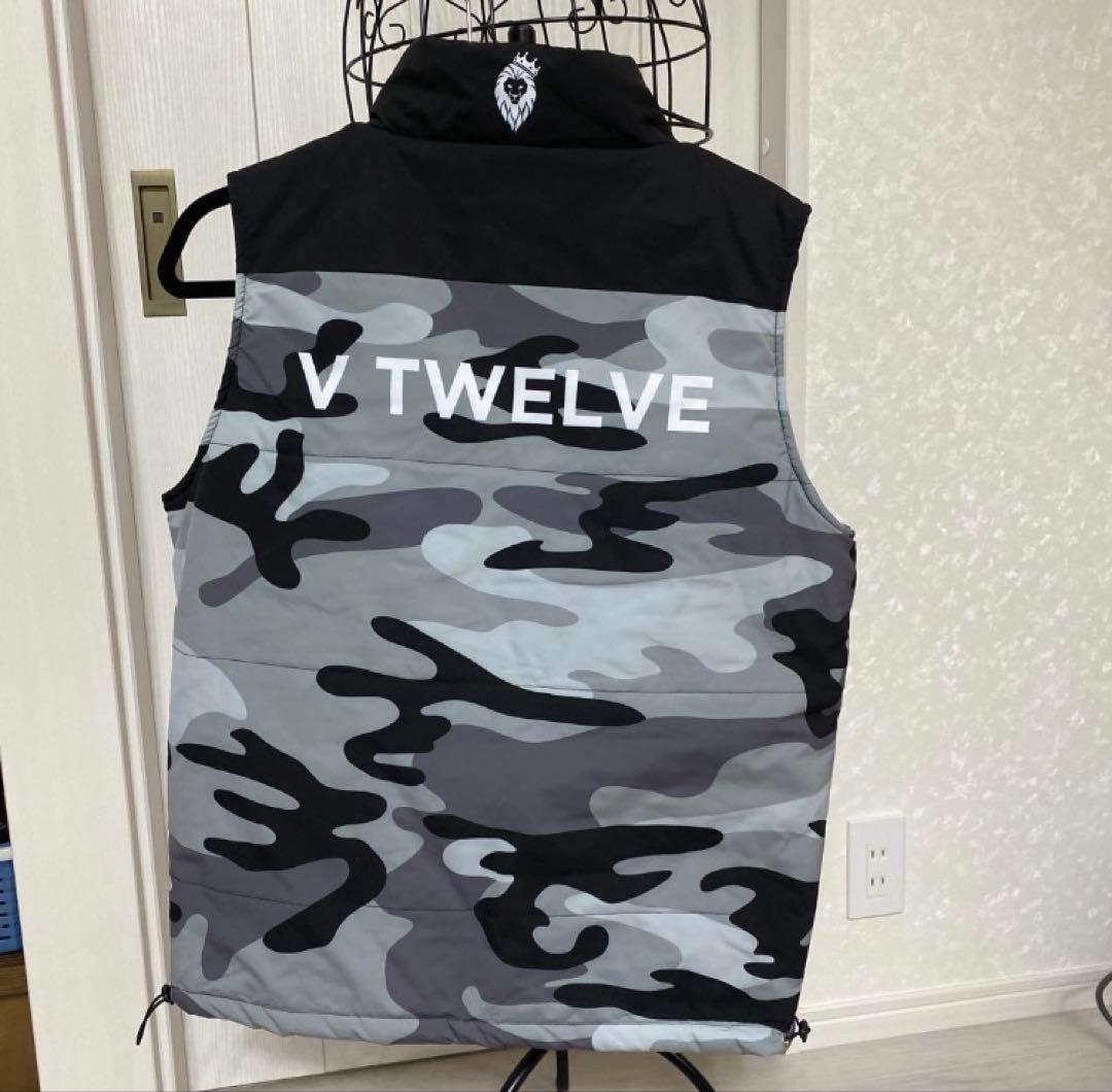 年末SALE♪ V TWELVE（V12） リバーシブルベスト 黒迷彩柄（L）