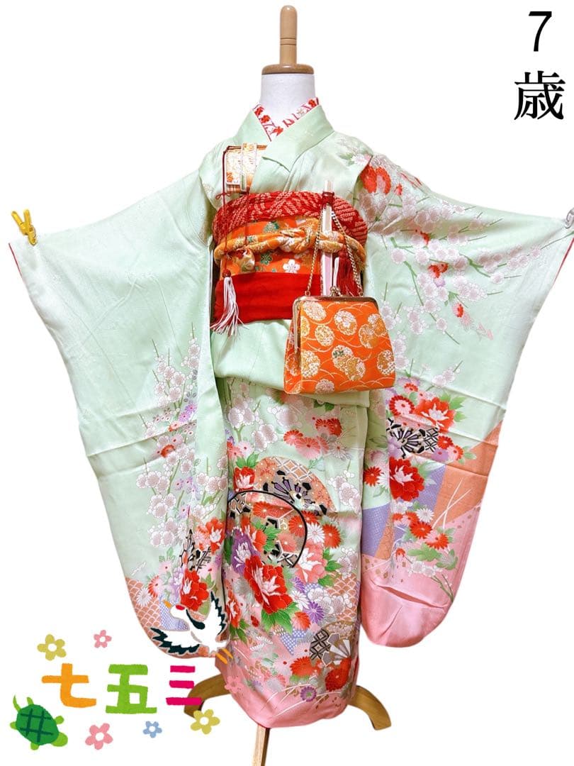 お買い得品♡七五三　7歳　フルセット　女の子　一式　ミントグリーン