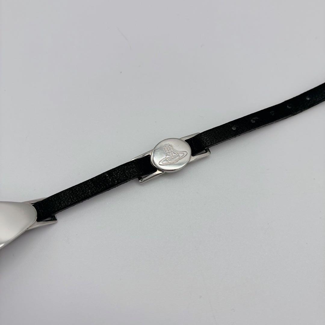 ヴィヴィアンウエストウッド ブレスレット レザー オーブ プレート シルバー 黒