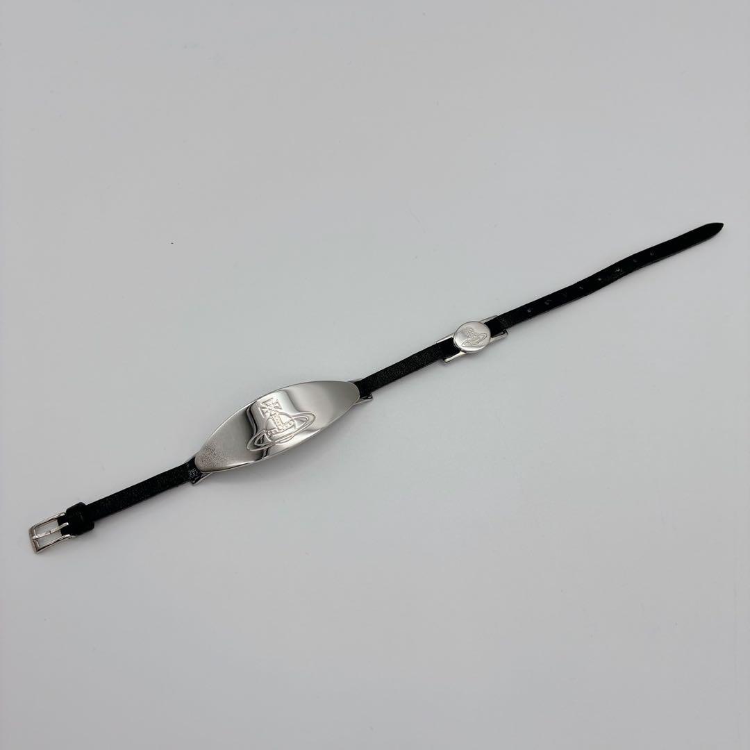 ヴィヴィアンウエストウッド ブレスレット レザー オーブ プレート シルバー 黒