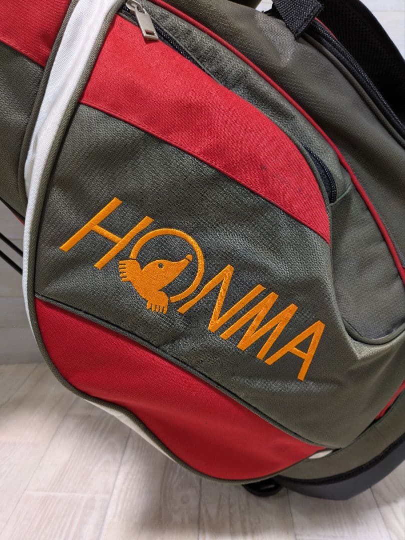 HONMA キャディバッグ スタンド付き レッド✕スモーキーグリーン