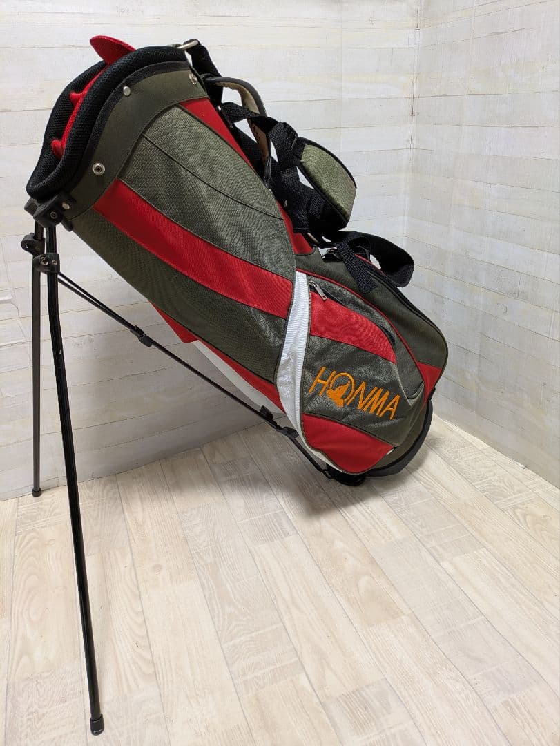 HONMA キャディバッグ スタンド付き レッド✕スモーキーグリーン