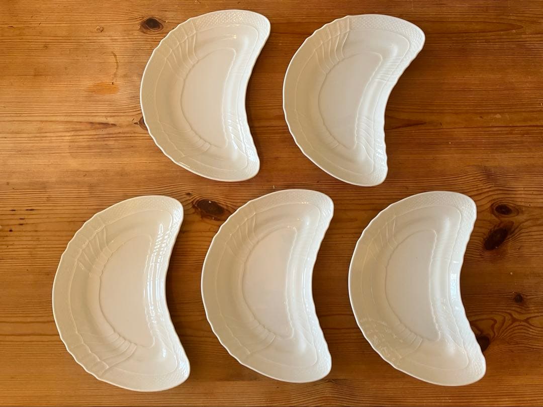 ジノリ　ベッキオホワイト　クレセントディッシュ×5