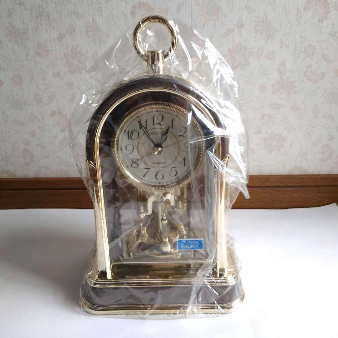 服部セイコー セイコークオーツクロック回転飾り付き 置き時計