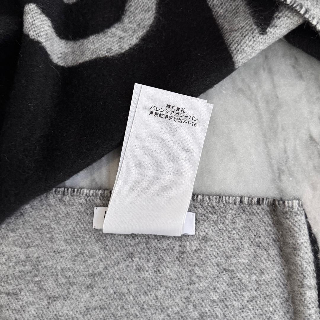 BALENCIAGA　バレンシアガ カシミヤマフラー リバーシブル ロゴ グレー