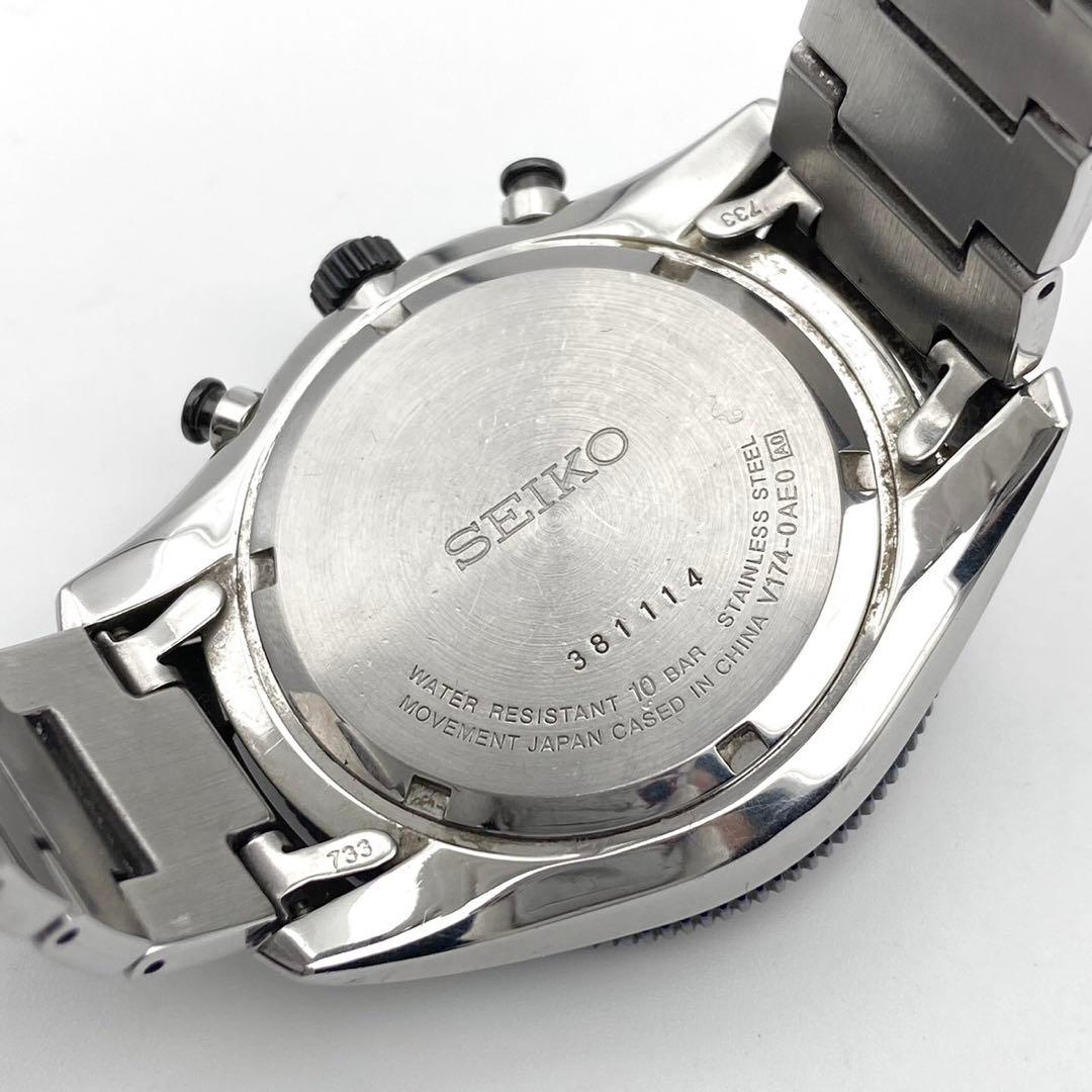 【稼動品】SEIKO クロノグラフ ソーラー 腕時計 V174-0AD0