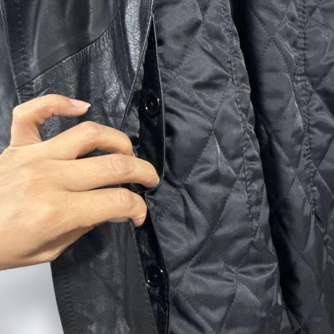 ヴィンテージ リアルレザー ロングコート 牛革 XL ライナー付 90s 80年