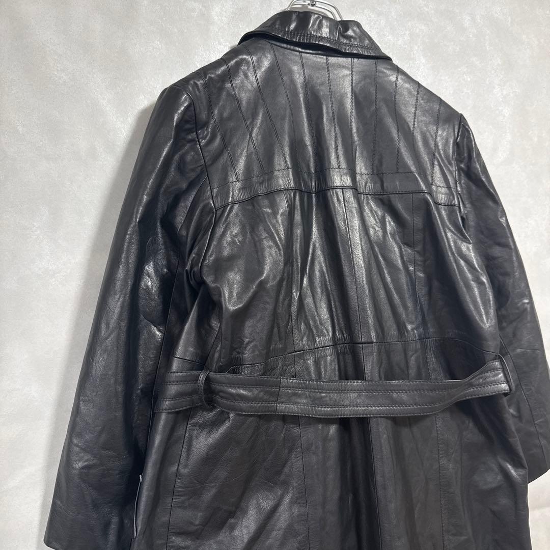 ヴィンテージ リアルレザー ロングコート 牛革 XL ライナー付 90s 80年