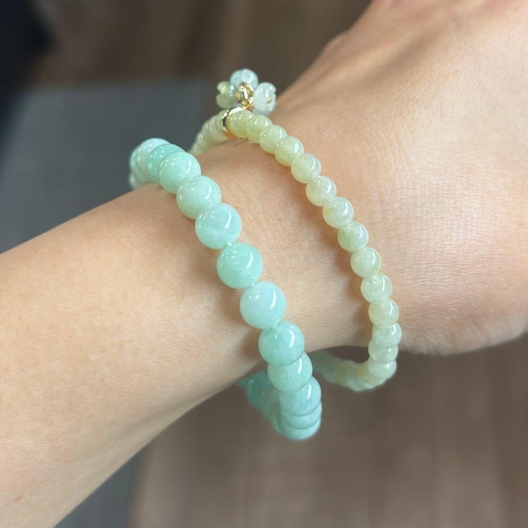 値下げ　ミャンマー産 天然本翡翠　A貨　氷種 黄翡翠　4.9mm ブレスレット