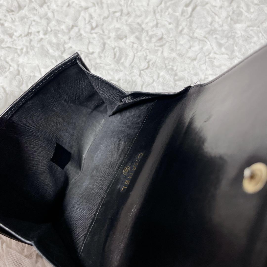 CHANEL✨シャネル キャビアスキン 折り財布 ココマーク ブラック