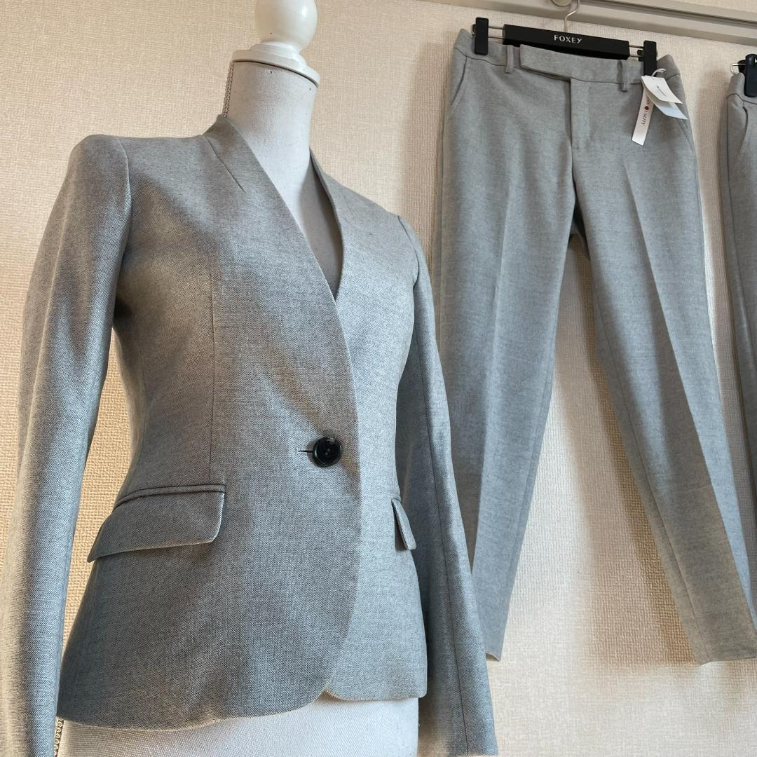 スーツカンパニー グレー パンツスーツ3点セット 36 美品 秋冬