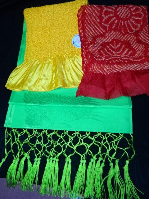 7才用　着物　帯（未使用品）セット11点　黒　女の子フルセット