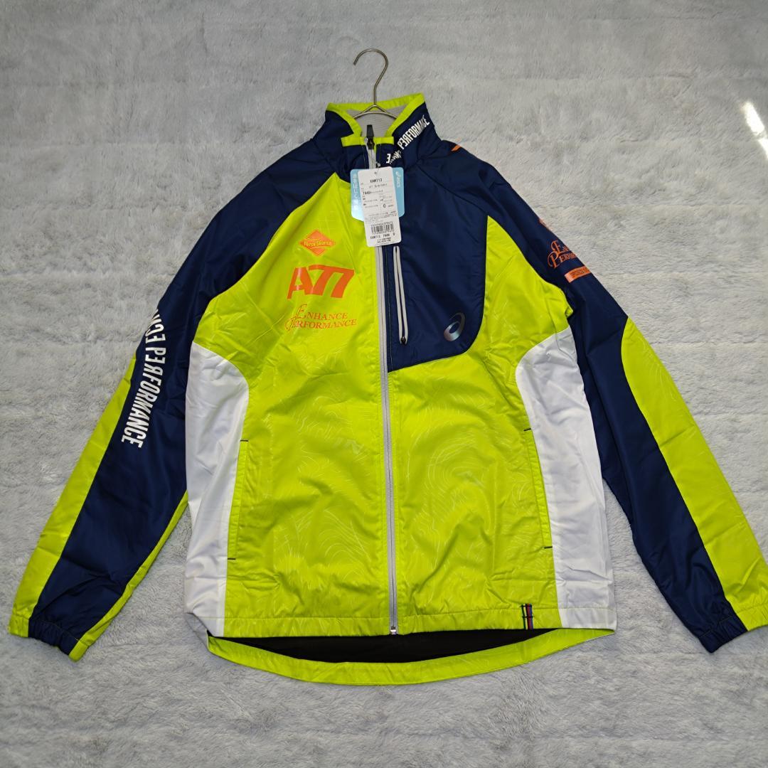 asicsアシックス ウィンドブレーカーＸＬ ネイビー/イエロー　タグ付　A77