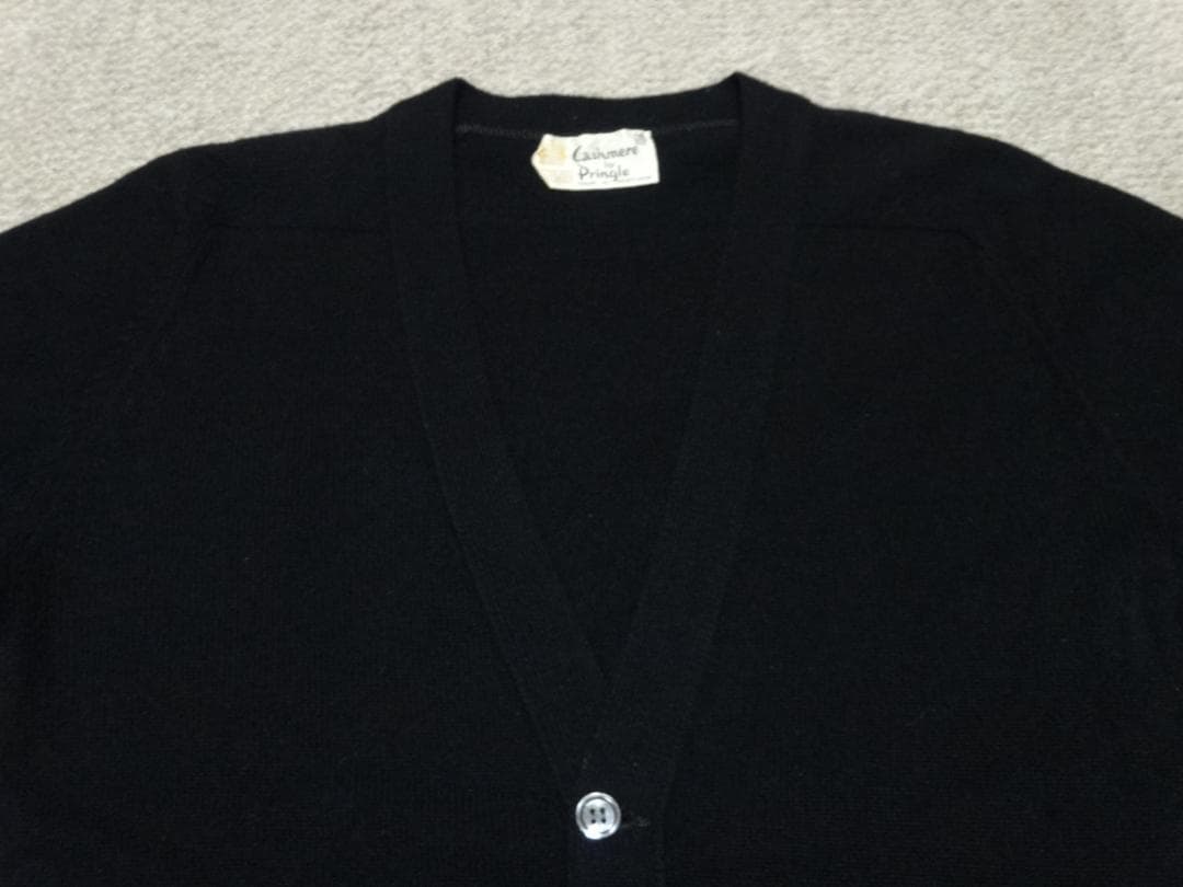 聖*様 ８０ｓ　プリングル　カシミヤカーディガン　スコットランド製　黒　ヴィンテ