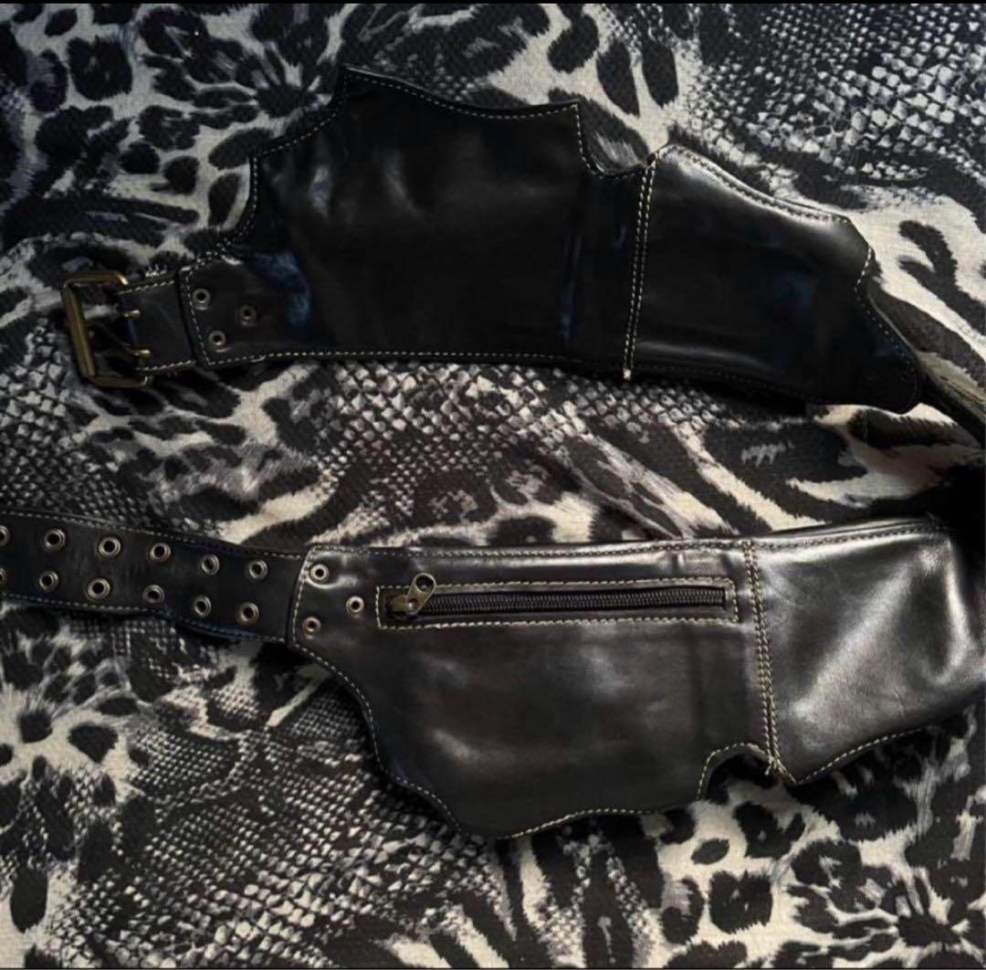 Archive 00s leather waist pouch y2k v 平成