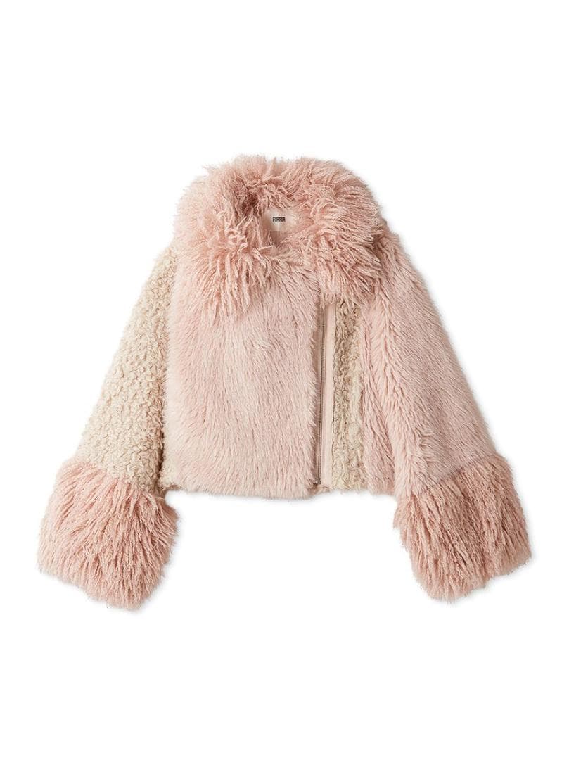 の*の様 【新品】FUR FUR エコファーライダースジャケット PNK フリー