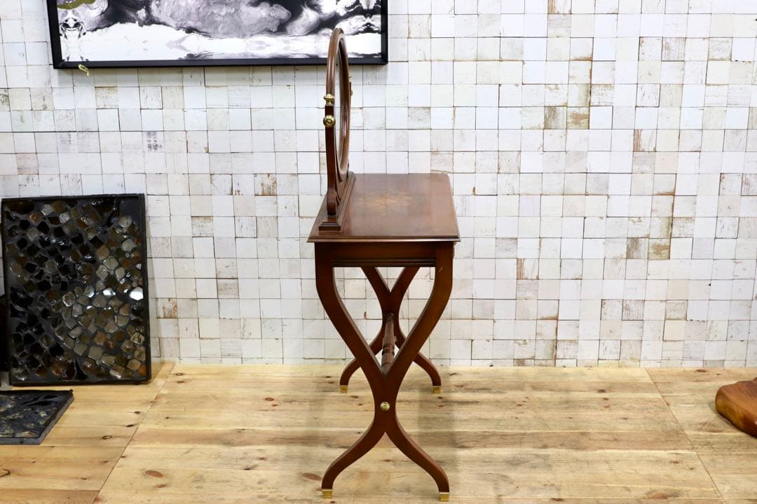 GMIK504○イタリア アンティーク 象嵌細工 ドレッサー 鏡台 デスク