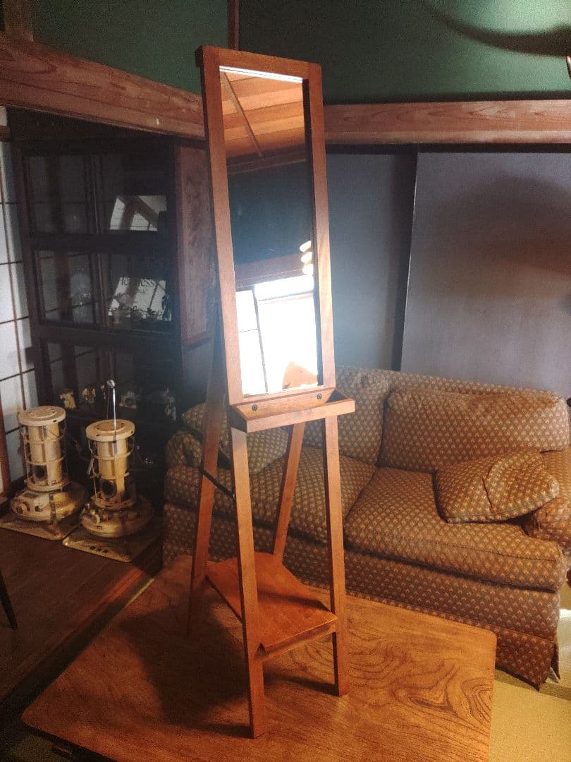 希少　アダストリア　スタンドミラー　天然木　姿見　鏡　レア　レトロ