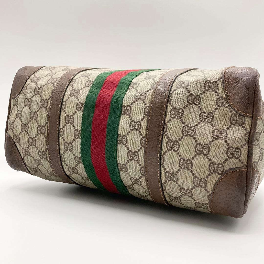 GUCCI シェリーライン ボストンバッグ レザー PVC ハンドバッグ GG