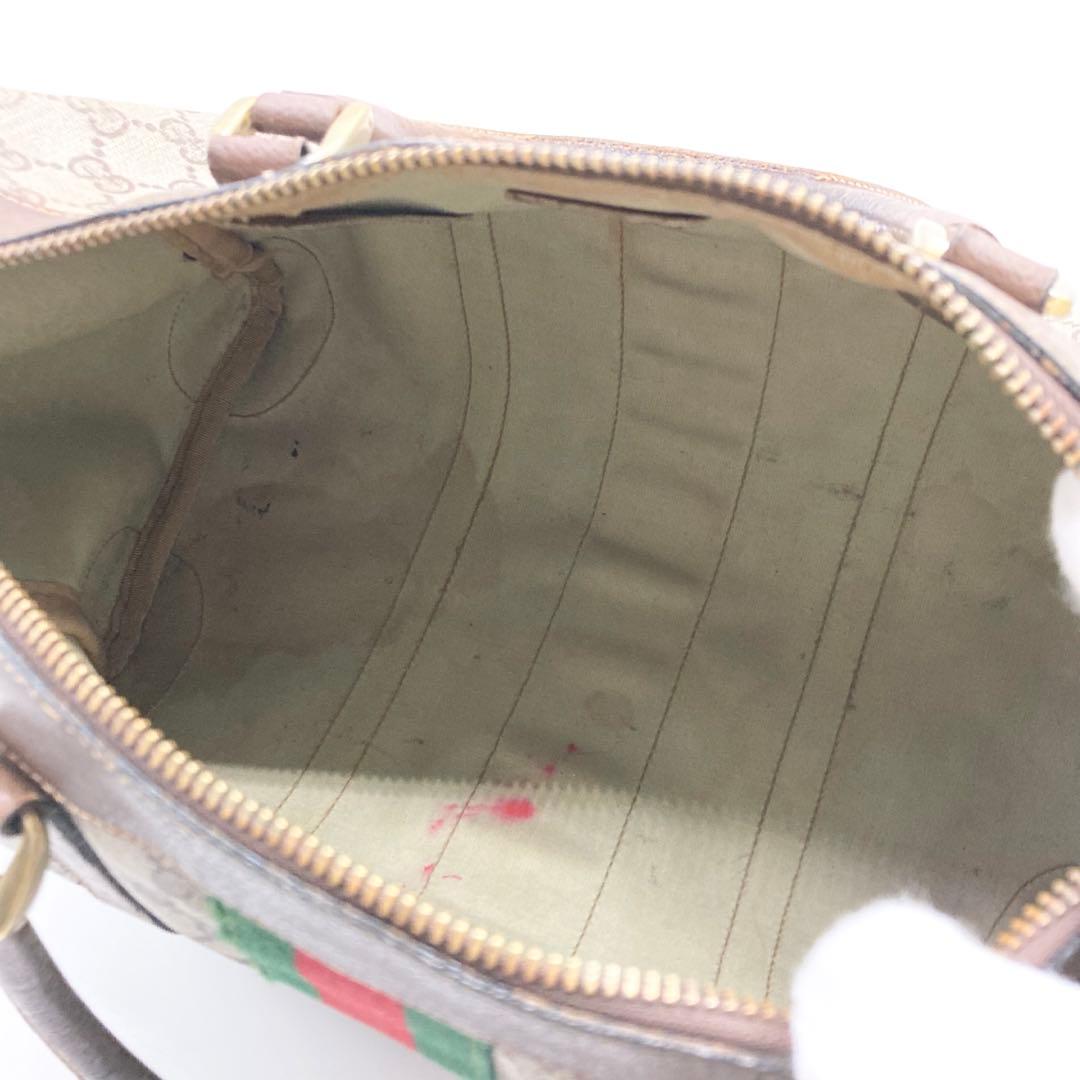 GUCCI シェリーライン ボストンバッグ レザー PVC ハンドバッグ GG