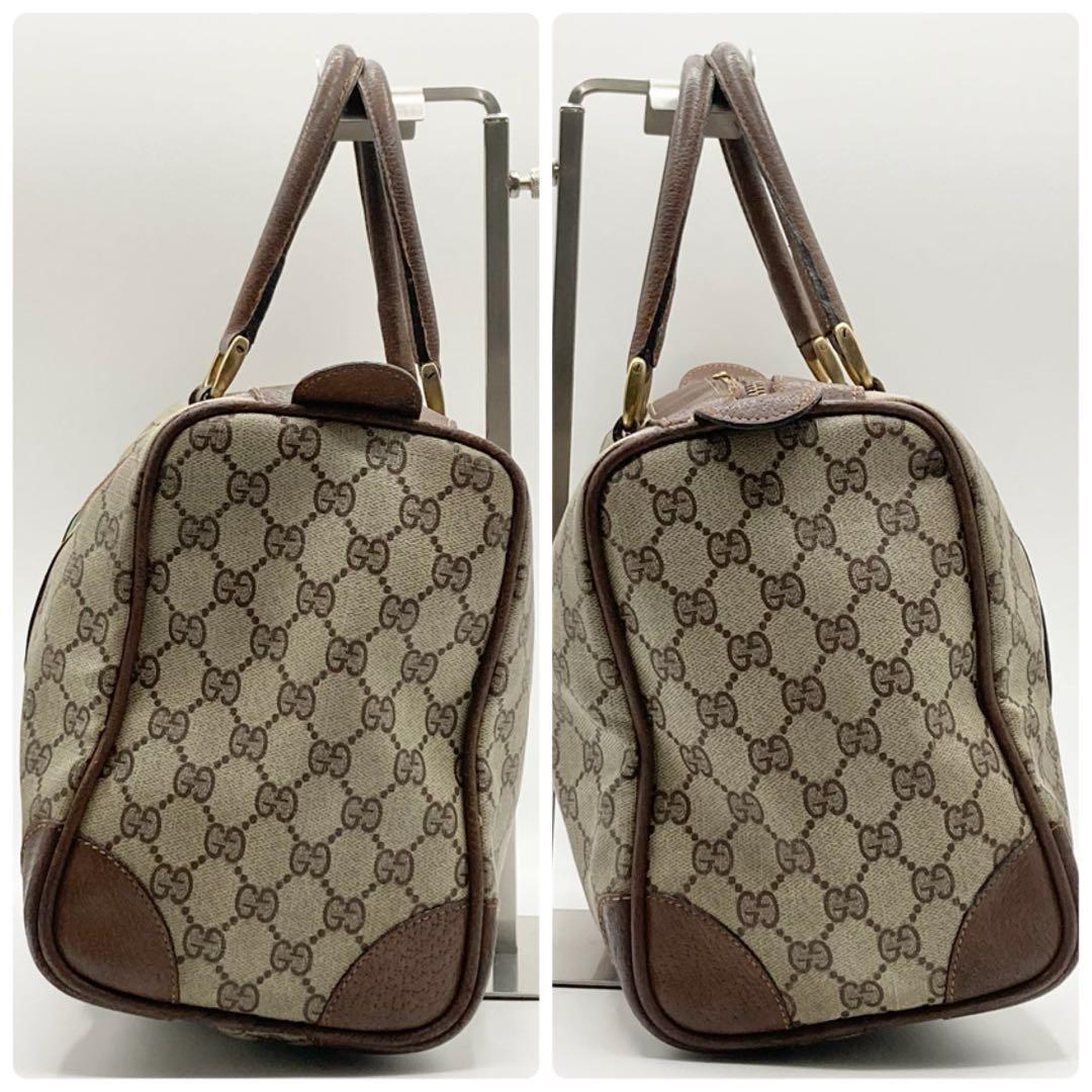GUCCI シェリーライン ボストンバッグ レザー PVC ハンドバッグ GG