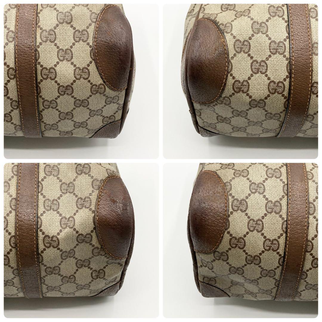 GUCCI シェリーライン ボストンバッグ レザー PVC ハンドバッグ GG