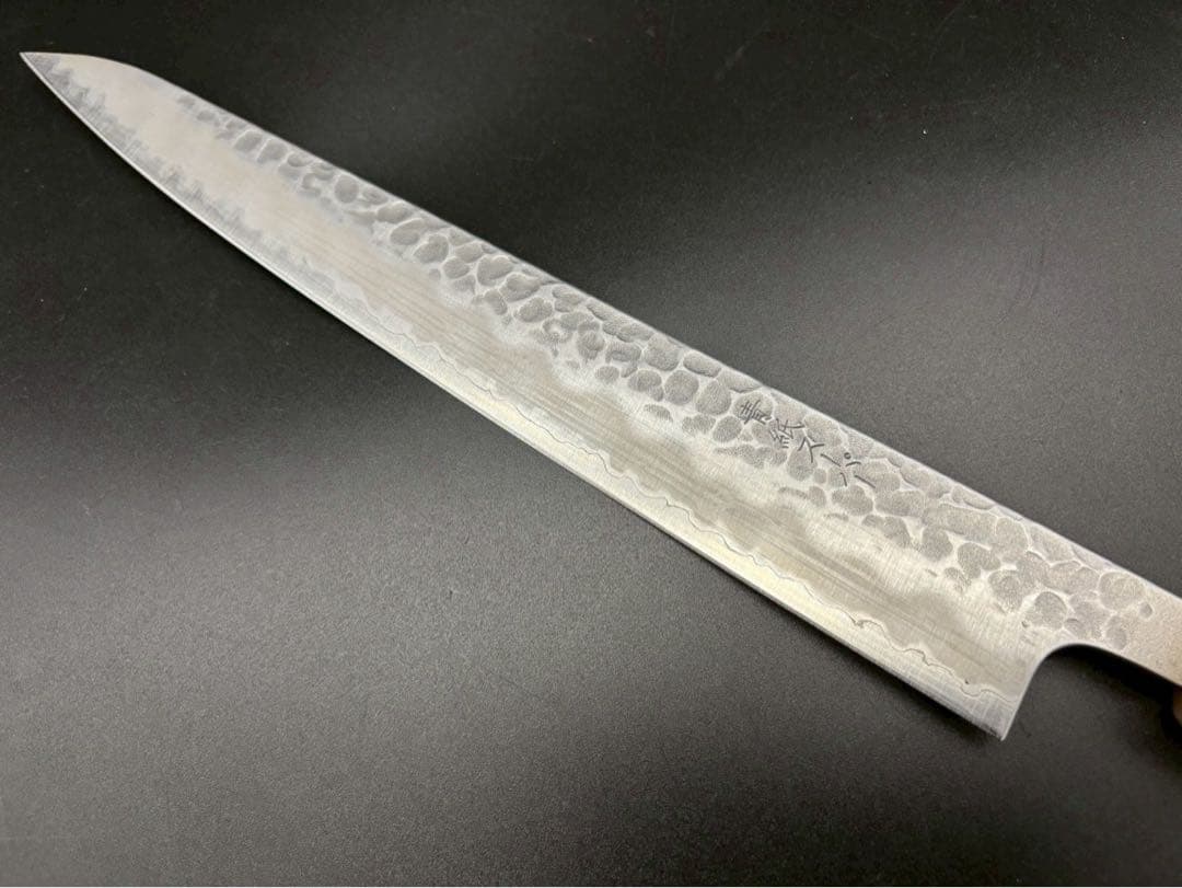日本製　青紙スーパー鋼割り込み筋引き包丁240mm 花梨瘤八角柄　柳刃包丁