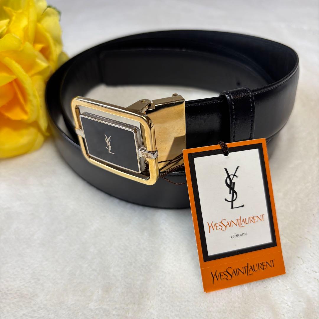 未使用✨イヴサンローランYSL ロゴ レザー ベルト メンズ