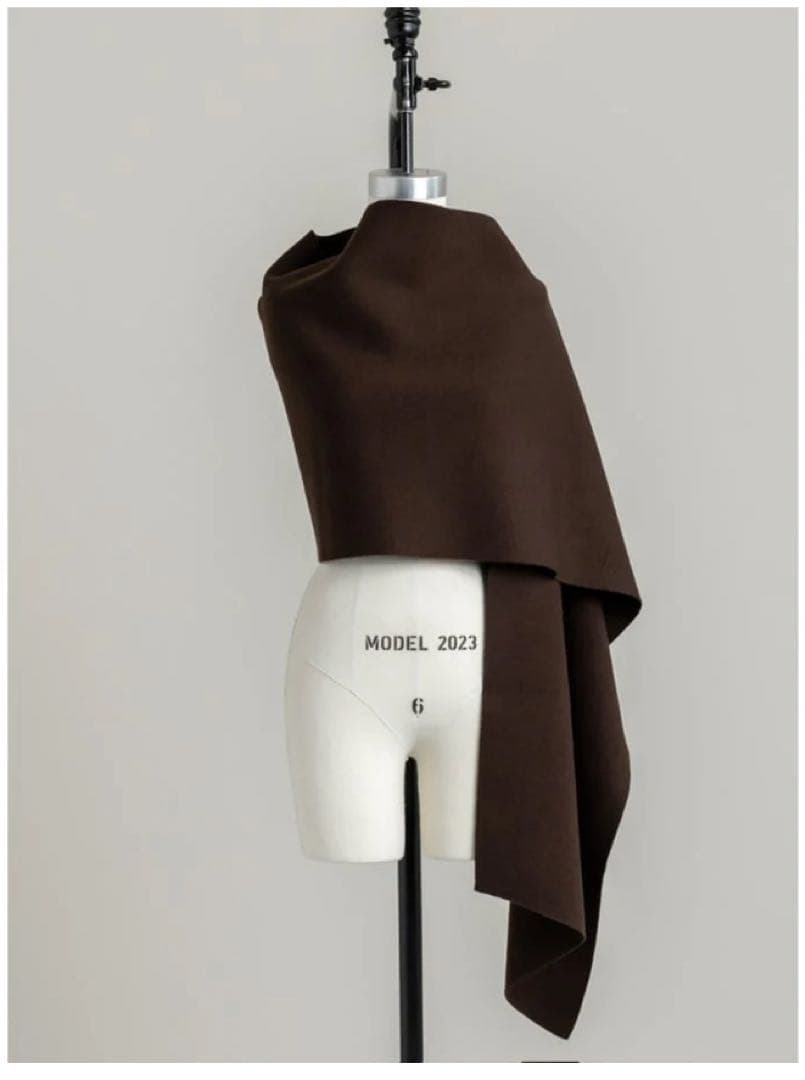 【新品未使用】FREY ニットワイドストール ブラウン