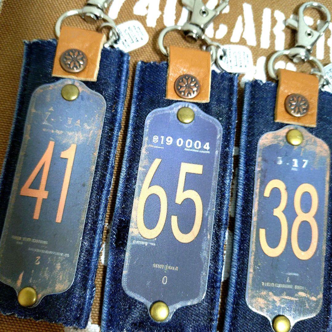 デニムリメイク☆タグチャーム☆ナンバー☆大判☆５個セット