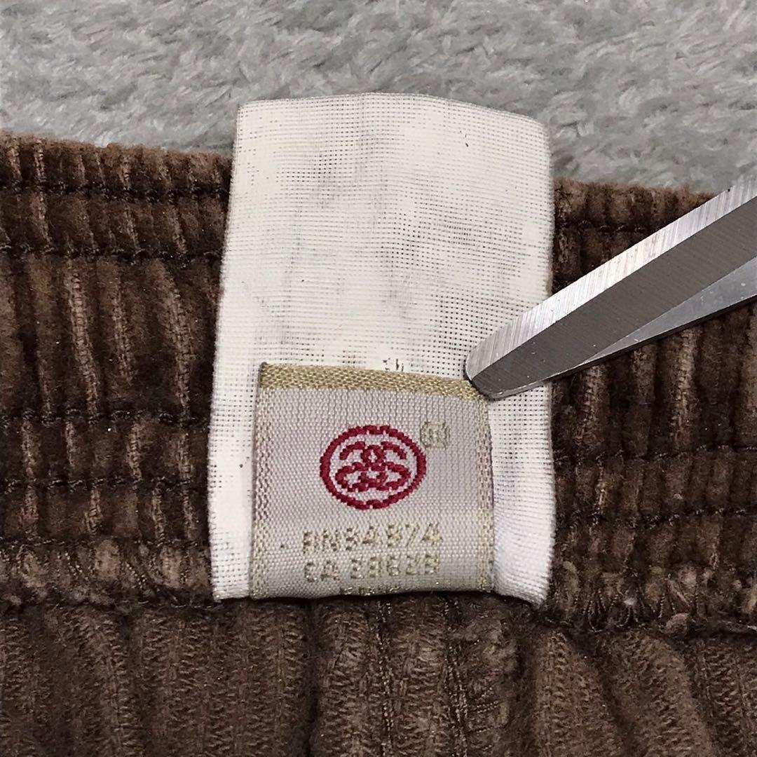 STUSSY ステューシー　コーデュロイビーチパンツ　ピスネームロゴ　ブラウン