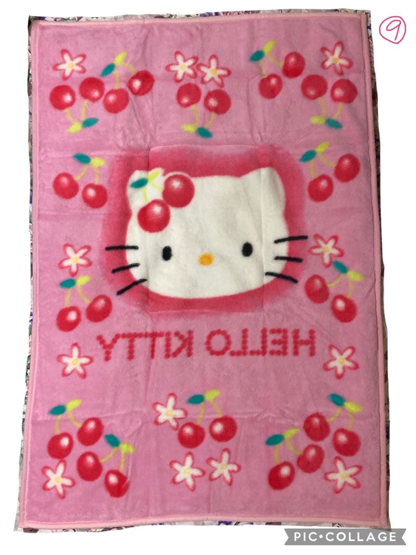 ハローキティ　さくらんぼ　毛布　ブランケット　レトロ