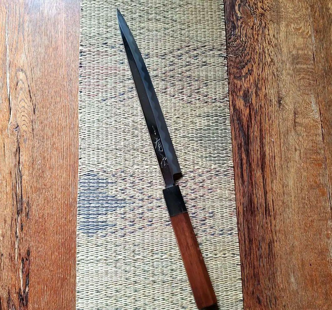 有次　柳刄包丁　純日本鋼　本焼　紫檀柄　刃渡り258㎜