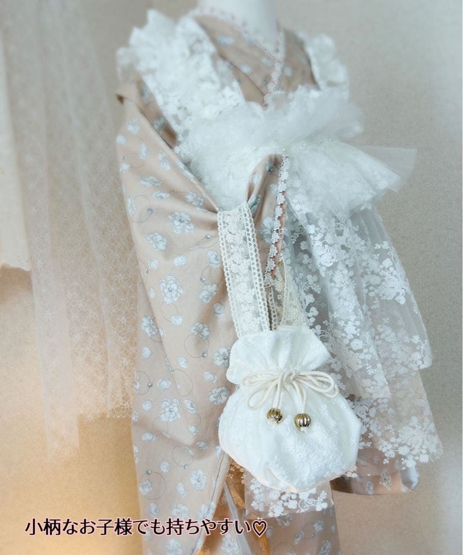 チュール被布＊フラワーブーケのレースチュールとパールのふんわり被布＊七五三