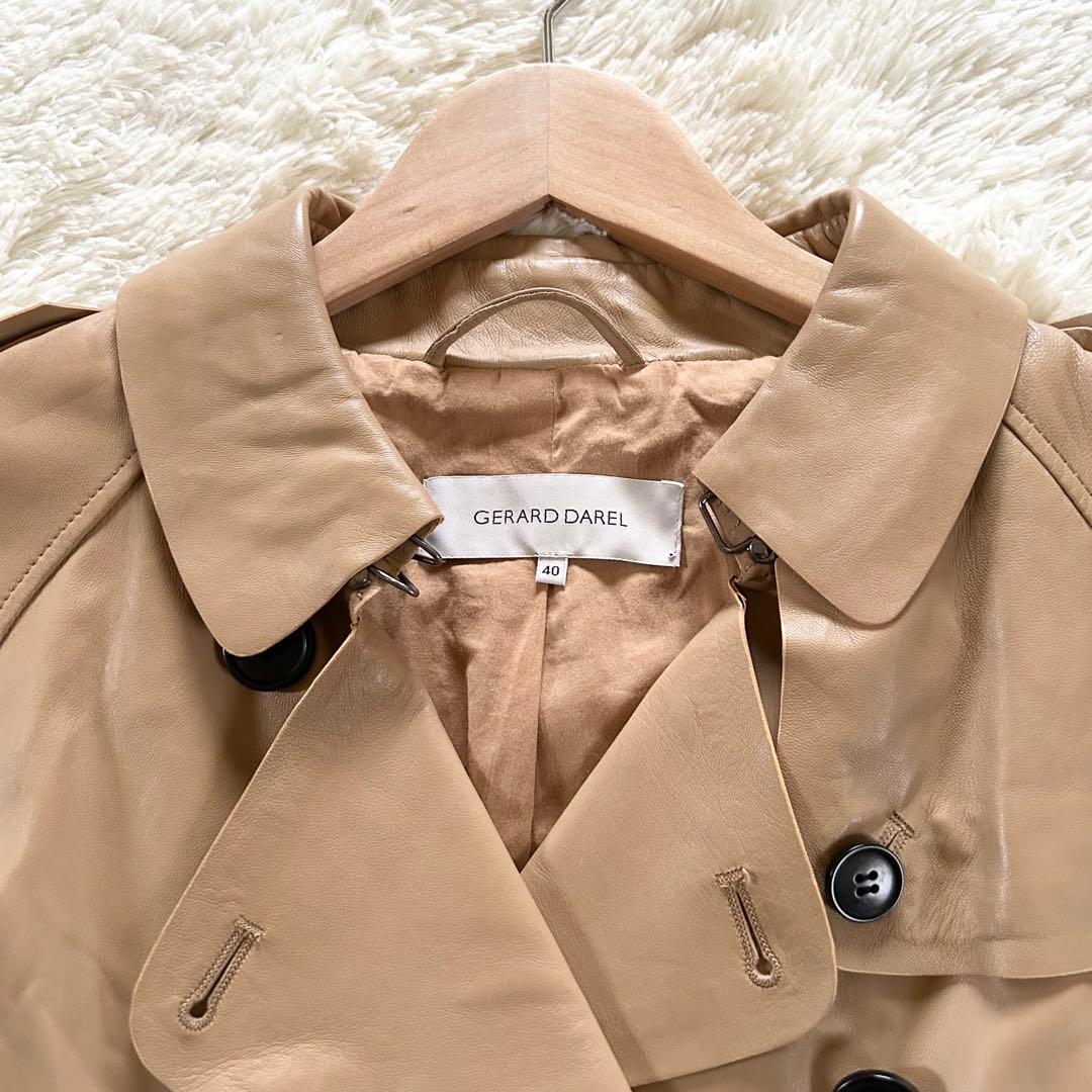 GERARD DARELラムレザーコート ロング ベルト ベージュ 40