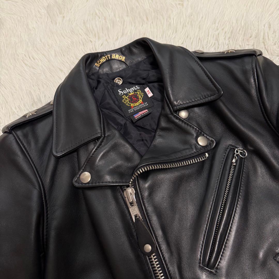極美品　ショット　613US ワンスター　ダブルライダースジャケット　ブラック